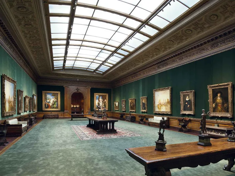 Old Master paintings in the panelled mansion rooms of the Frick Collection, an art museum in New York