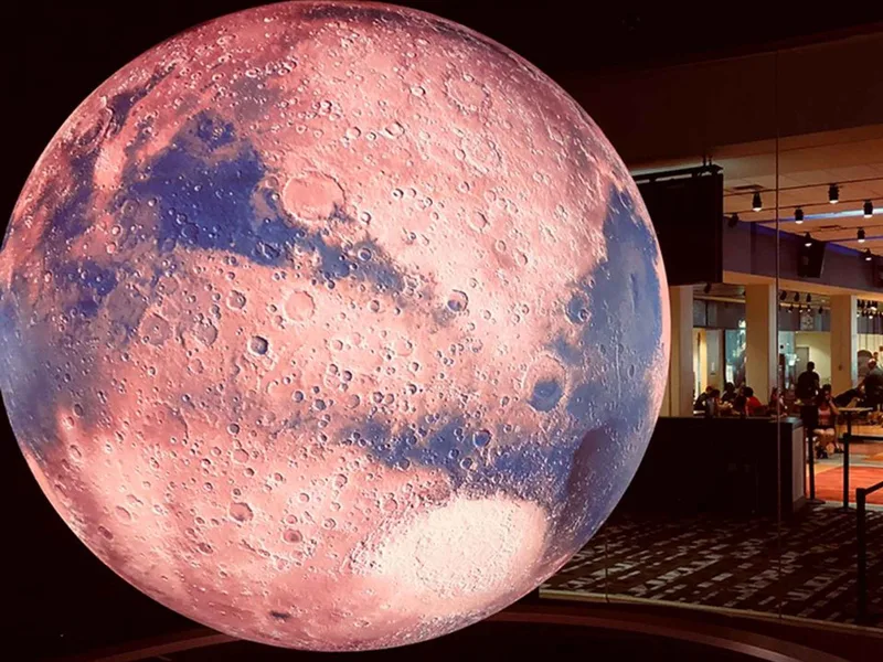 The giant planetarium dome at Liberty Science Center near New York, a hands-on science museum